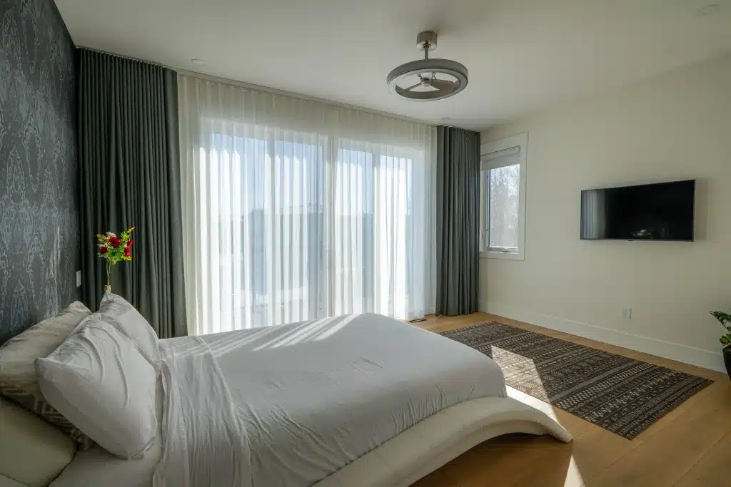 Custom drapes in Calgary installed at Kensington residence
